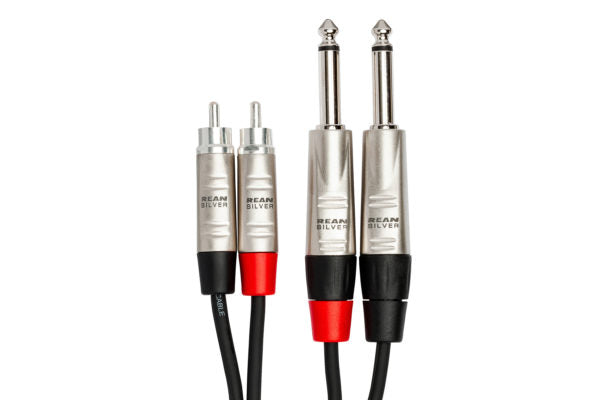 Hosa Pro HPR-015X2 Stereo Interconnect Cable - Dual REAN 1/4-inch TS Male to RCA Male - 15 foot