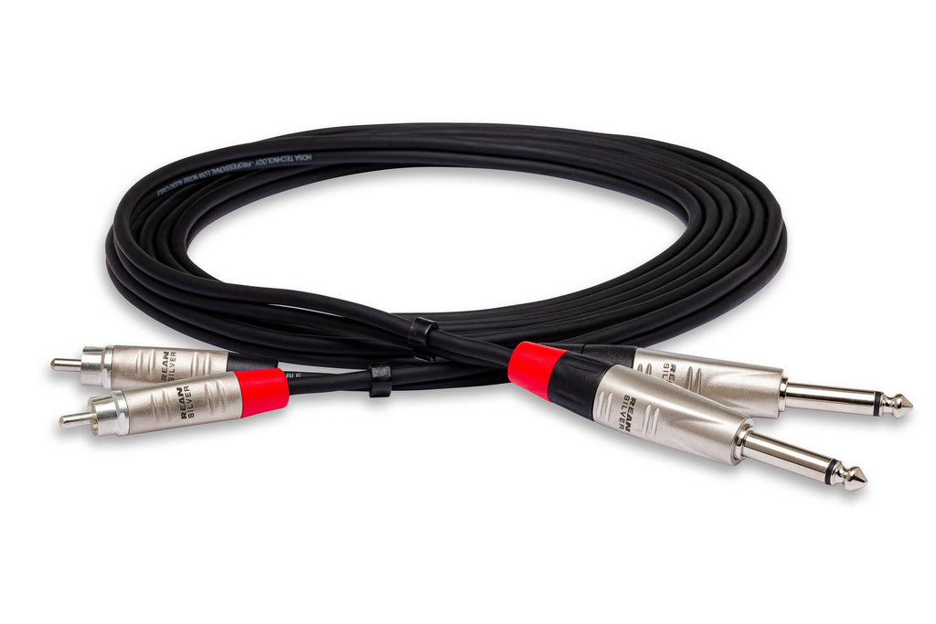 Hosa Pro HPR-010X2 Stereo Interconnect Cable - Dual REAN 1/4-inch TS Male to RCA Male - 10 foot