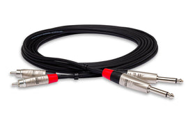 Hosa Pro HPR-010X2 Stereo Interconnect Cable - Dual REAN 1/4-inch TS Male to RCA Male - 10 foot