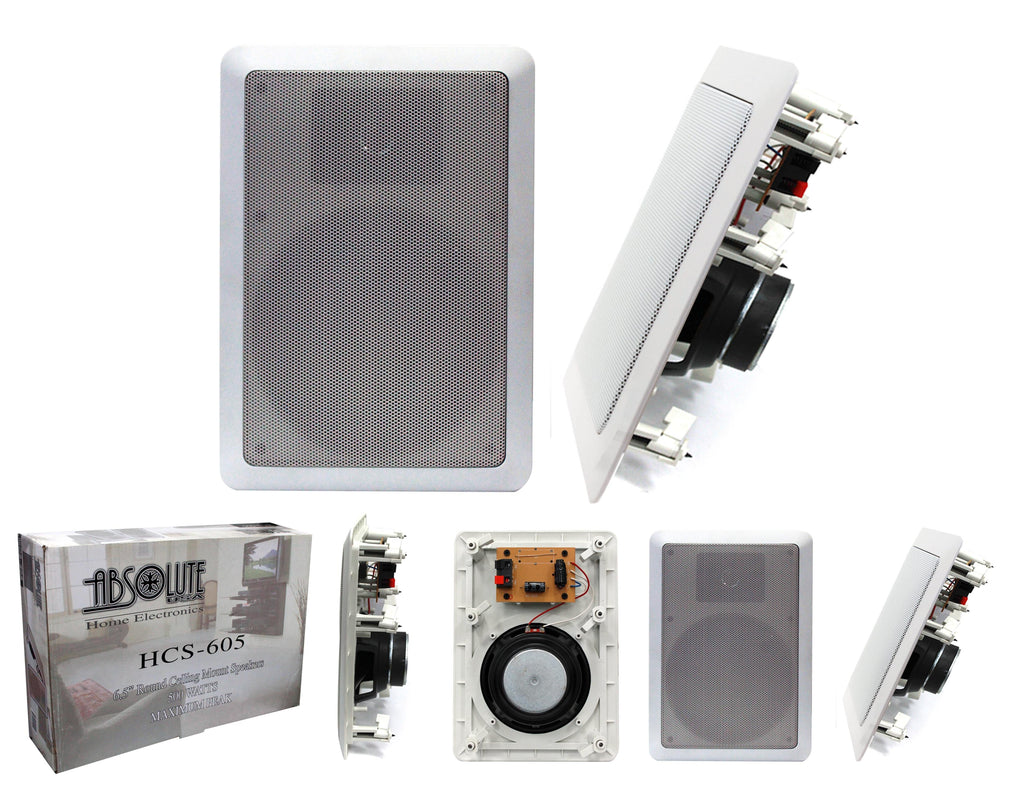 2 Absolute HCS605 6.5" 8 Ohm 2-Way Rectangle Mount In-Ceiling Speakers
