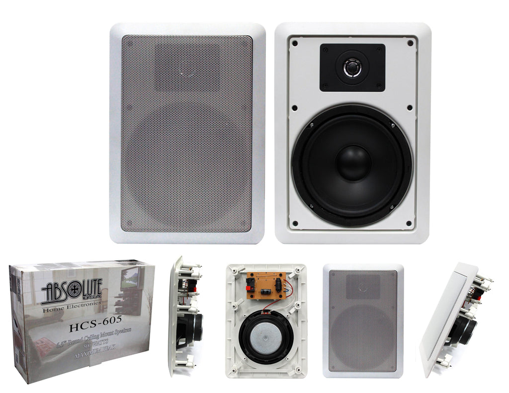 2 Absolute HCS605 6.5" 8 Ohm 2-Way Rectangle Mount In-Ceiling Speakers
