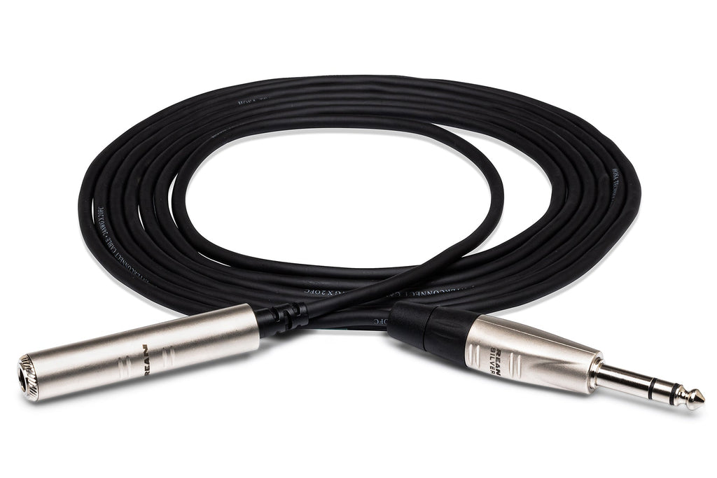 Hosa Pro HXSS-005 Headphone Extension Cable REAN 1/4" TRS Female to 1/4" TRS Male 5 foot