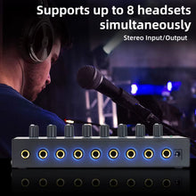 Load image into Gallery viewer, MR DJ Microamp HA800PRO Ultra-compact 8-channel stereo headphone amplifier