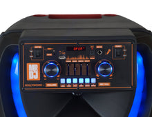 Load image into Gallery viewer, MR DJ HOLLYWOOD+ Dual 15" Rechargeable Portable Bluetooth Karaoke Speaker Party Flame Lights with 2 Wireless Microphone TWS USB FM Radio