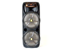 Load image into Gallery viewer, 2 MR DJ HOLLYWOOD+ Dual 15" Rechargeable Portable Bluetooth Karaoke Speaker Party Flame Lights with 2 Wireless Microphone TWS USB FM Radio