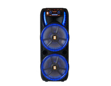 Load image into Gallery viewer, 2 MR DJ HOLLYWOOD+ Dual 15" Rechargeable Portable Bluetooth Karaoke Speaker Party Flame Lights with 2 Wireless Microphone TWS USB FM Radio