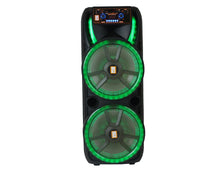 Load image into Gallery viewer, 2 MR DJ HOLLYWOOD+ Dual 15" Rechargeable Portable Bluetooth Karaoke Speaker Party Flame Lights with 2 Wireless Microphone TWS USB FM Radio