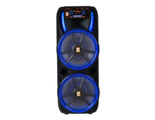 Load image into Gallery viewer, MR DJ HOLLYWOOD+ Dual 15" Rechargeable Portable Bluetooth Karaoke Speaker Party Flame Lights with 2 Wireless Microphone TWS USB FM Radio