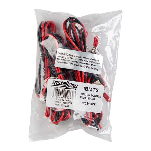 Install Bay IBMTS Toggle Switch Mini 20 Inch Leads On-Off Package of 5