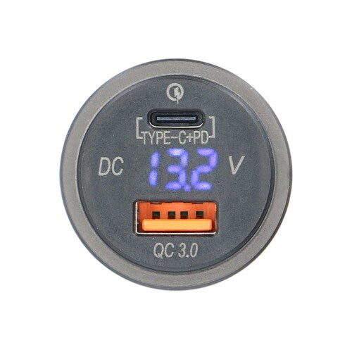 Install Bay IBR117 Type C + USB 3.0 4X Charge + Voltmeter Flush Mount - Retail Pack