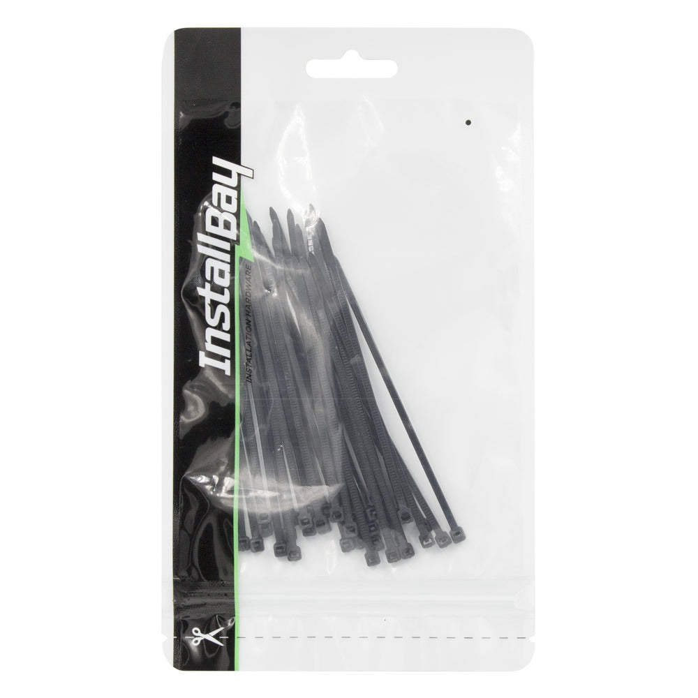 Install Bay IBR82 Black Cable Ties 4in 18lb - 36 Piece Retail Pack