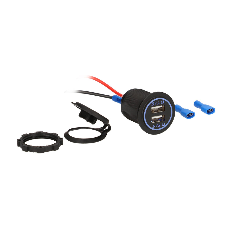 Install Bay IBR87 Dual USB Charger 4.2 Amp Flush Mount - Blue - Retail Pack