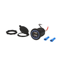 Install Bay IBR87 Dual USB Charger 4.2 Amp Flush Mount - Blue - Retail Pack