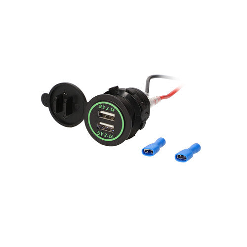 Install Bay IBR88 Dual USB Charger 4.2 Amp Flush Mount - Green - Retail Pack