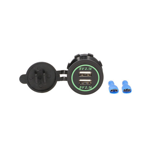 Install Bay IBR88 Dual USB Charger 4.2 Amp Flush Mount - Green - Retail Pack