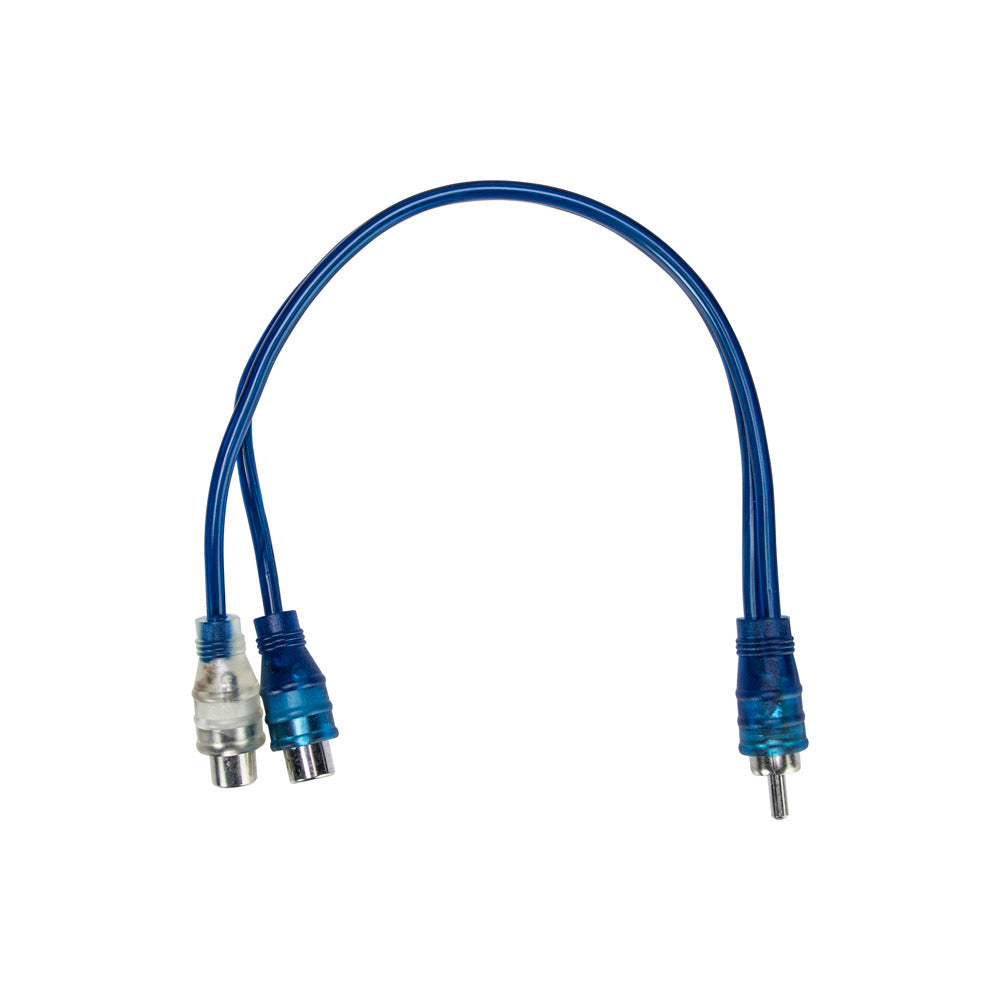 Install Bay IBRCAY2 Compact End Blue RCA Cables 1 Male 2 Females 6 in - Each