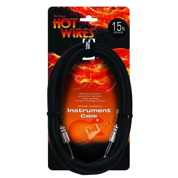 On-Stage IC-15 Instrument Cable (QTR-QTR, 15')