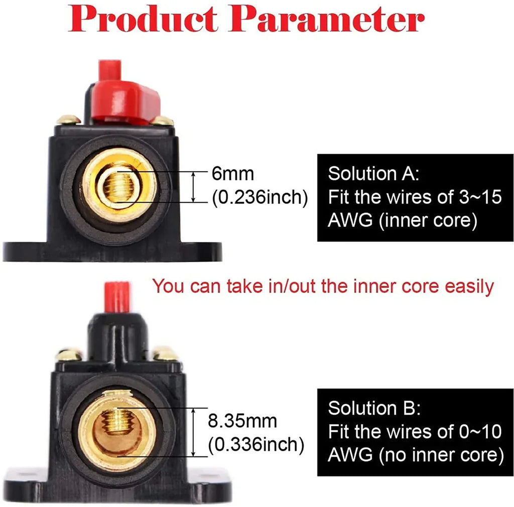 Absolute ICB250 4/8 AWG 250 Amp in-line Circuit Breaker with Manual Reset Car Auto Marine Boat Stereo