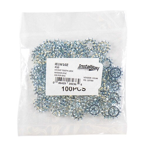 Install Bay IELW10Z Lock Washer #10 Internal/ External ZINC - Package of 100