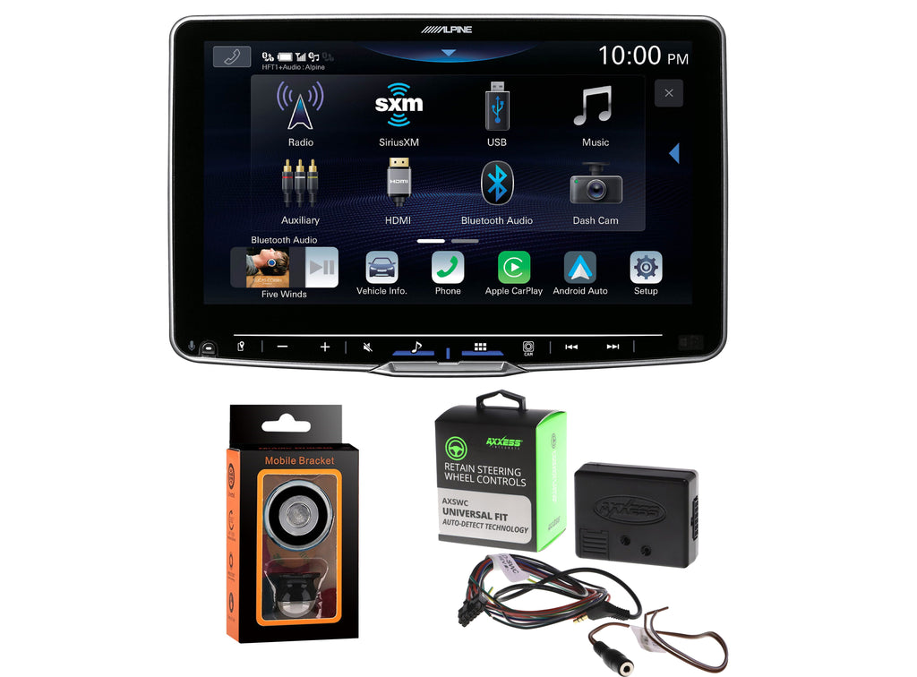 Alpine iLX-F511 Digital Receiver + AXSWC Steering Wheel Control + Magnet Phone Holder