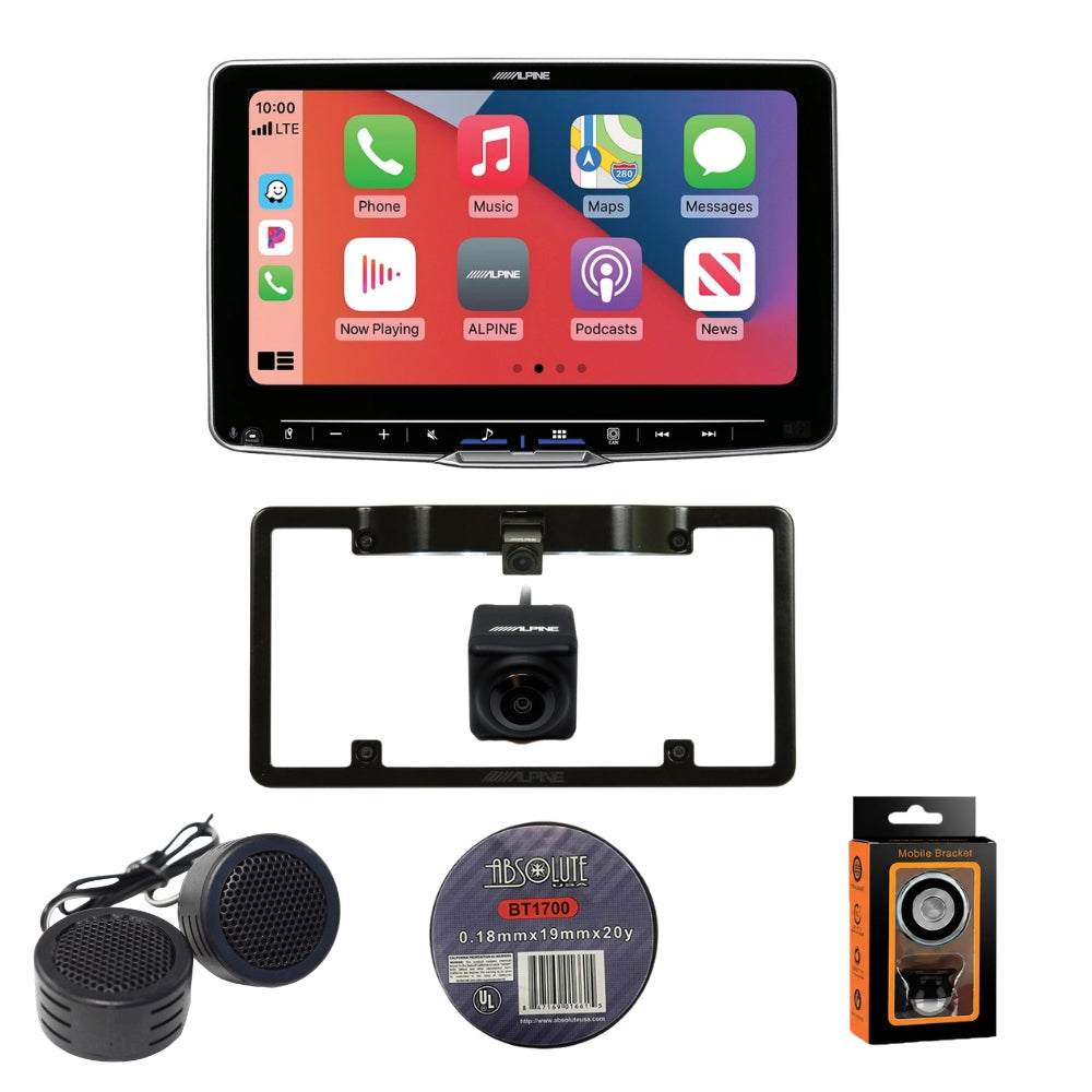Alpine ILX-F509+KTX-C10LP+HCE-C1100 9" Receiver Android CarPlay + Frame Back Up Cam