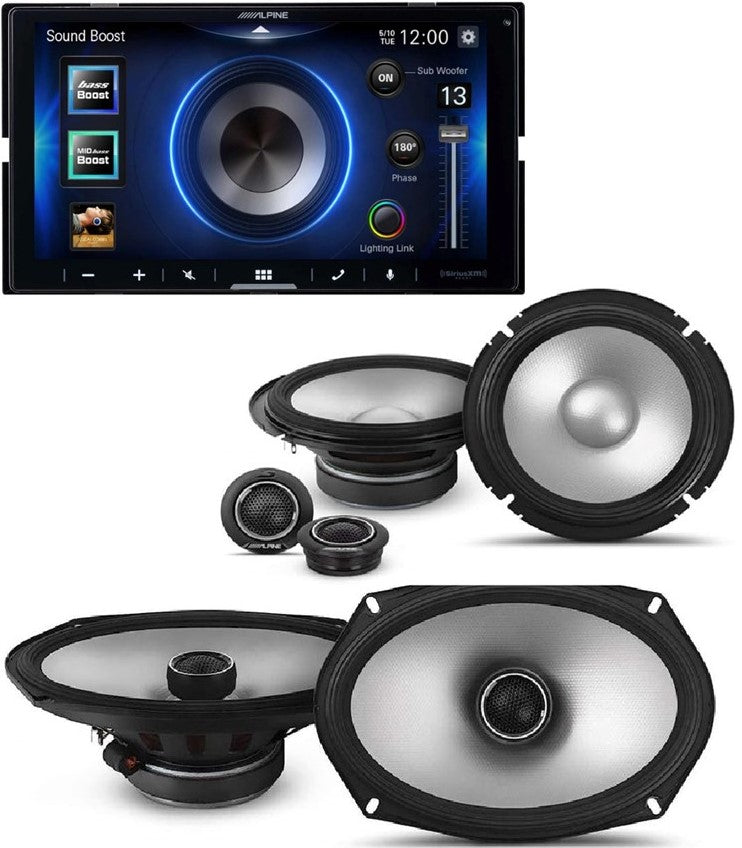 Alpine ILX-W670 Digital Indash Receiver, S-S65C Type S 6.5" Component & S2-S69 6x9" 2-Way Coaxial Speakers