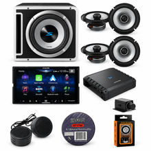 Load image into Gallery viewer, Alpine ILX-W670 + S2-SB10V + S2-A60M + 2 S2-S65 Speakers + Enclosure Mono Rux Bundle