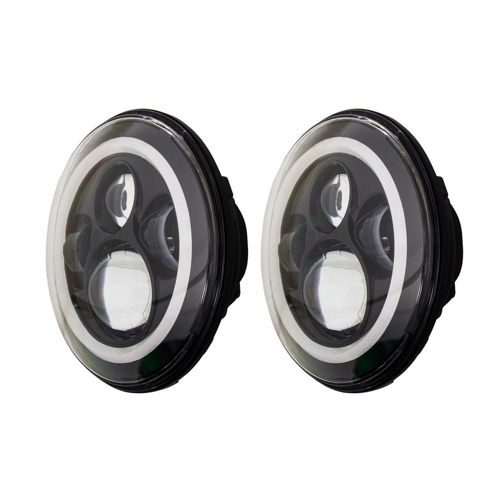 Jeep JP-702B 7" LED Light with Black Face and Full Halo - 7 Inch, 9 LED