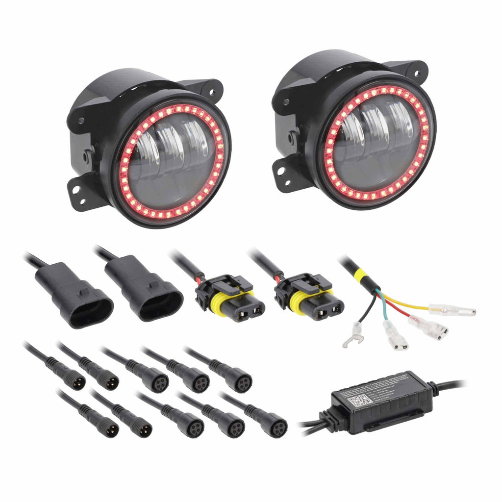Jeep JP-702RGBFL 4" LED Fog Lights with RGB Halo - Fits Select Jeep® Wrangler 1997-UP* and Jeep® Gladiator 2020-UP* Models