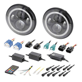 Jeep JP-702RGB 7” LED Headlights with RGB Halo - Fits Select Jeep Wrangler 1997-UP* and Jeep Gladiator 2020-Up* Models