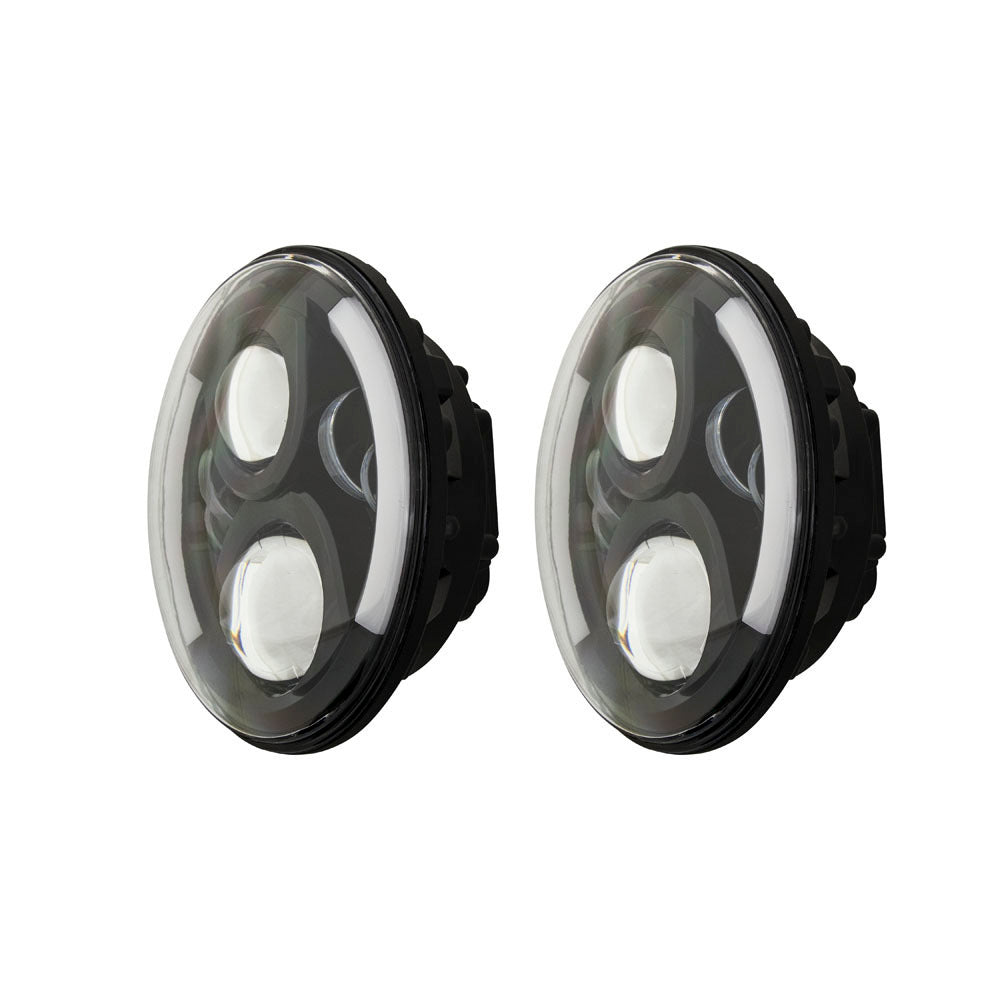 Jeep JP-703B 7" LED Light with Black Face and Partial Halo, 7 Inch, 6 LED