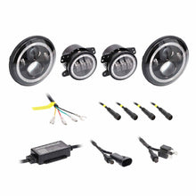 Load image into Gallery viewer, Jeep JP-707RGBKT Chasing Halo LED 7" Headlights &amp; 4" Fog Lights w/Controller