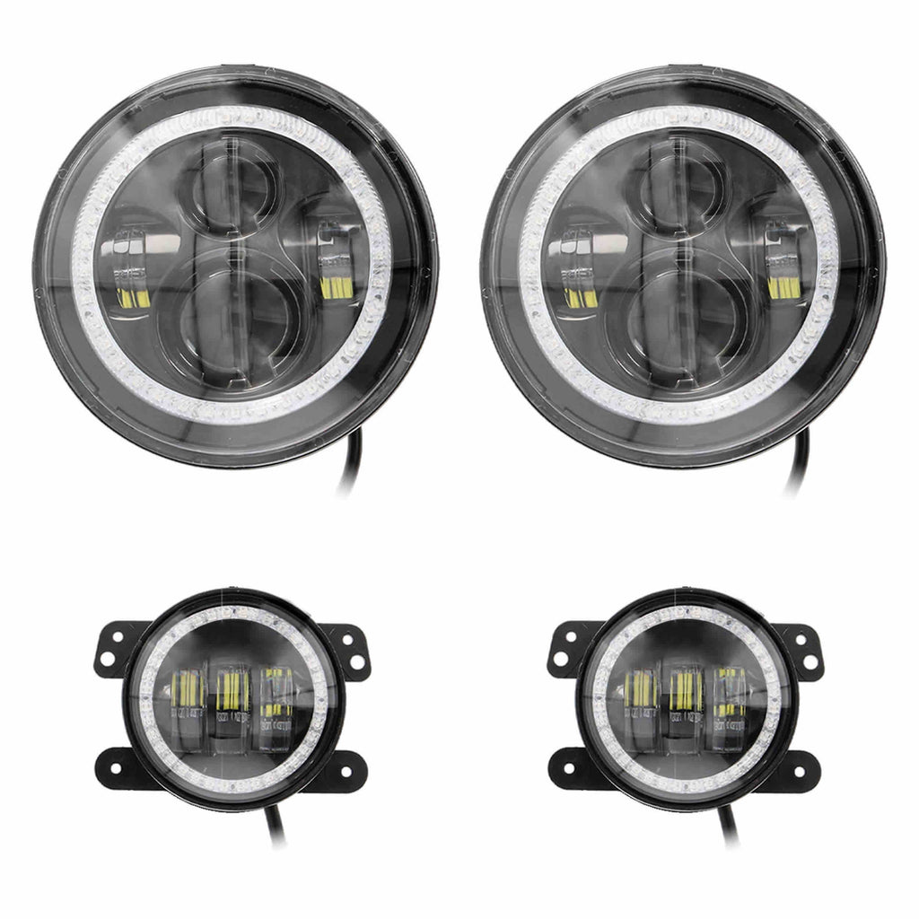 Jeep JP-707RGBKT Chasing Halo LED 7" Headlights & 4" Fog Lights w/Controller