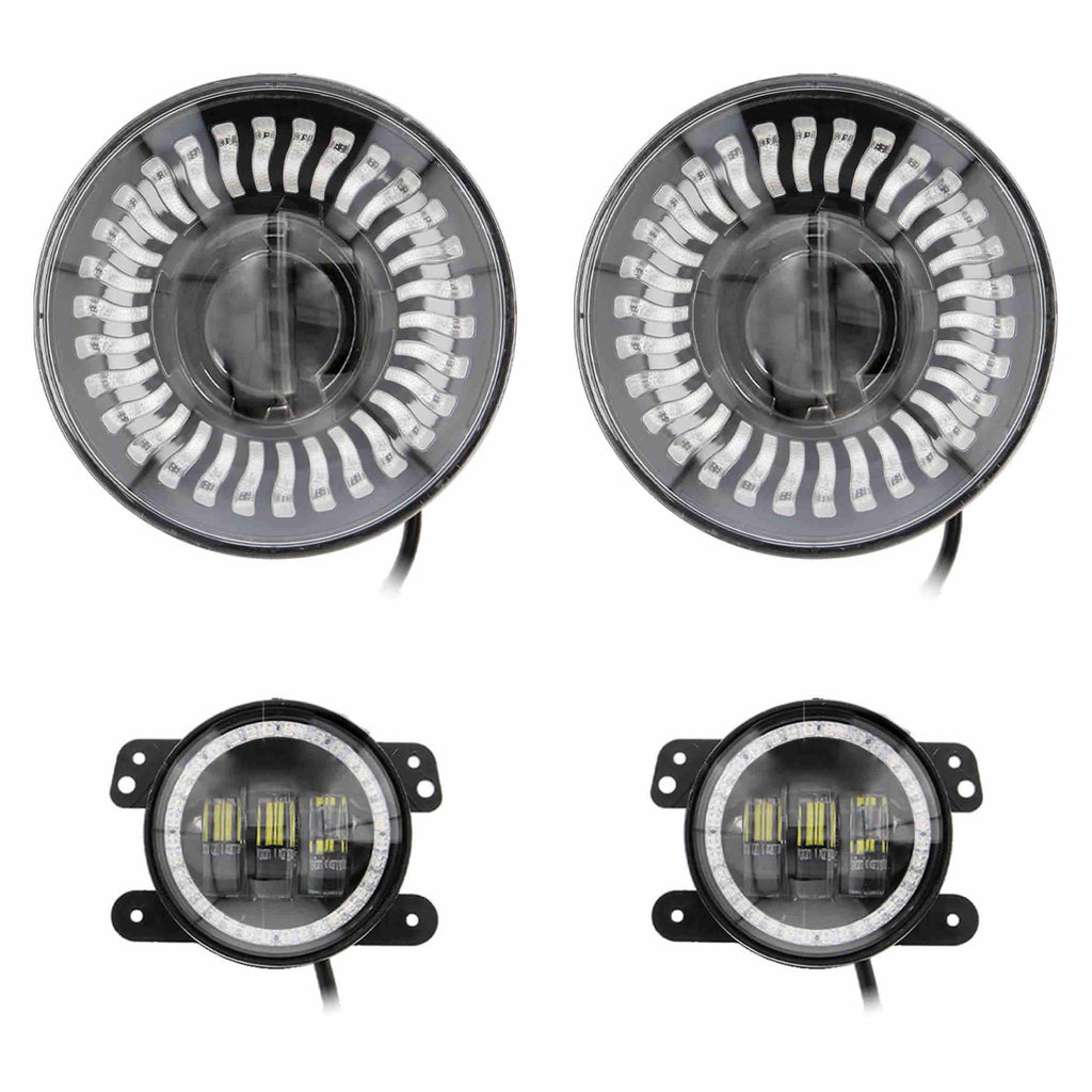 Jeep JP-708RGBKT Chasing RGB 7" Projector lights & 4" Fog Lights w/Controller