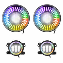 Load image into Gallery viewer, Jeep JP-708RGBKT Chasing RGB 7" Projector lights &amp; 4" Fog Lights w/Controller