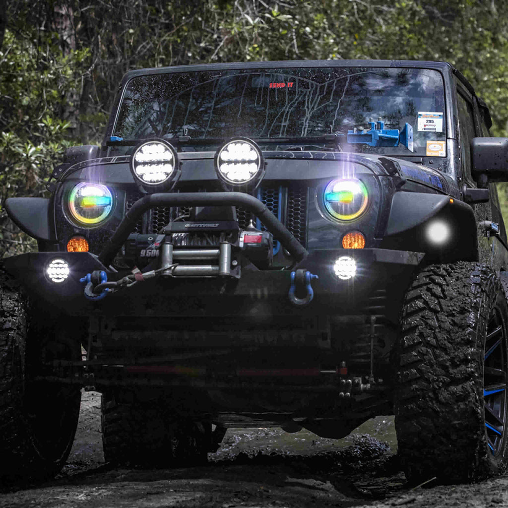 Jeep JP-709RGBKT 7" Premium Chasing LED Headlights - Fits select Jeeps®