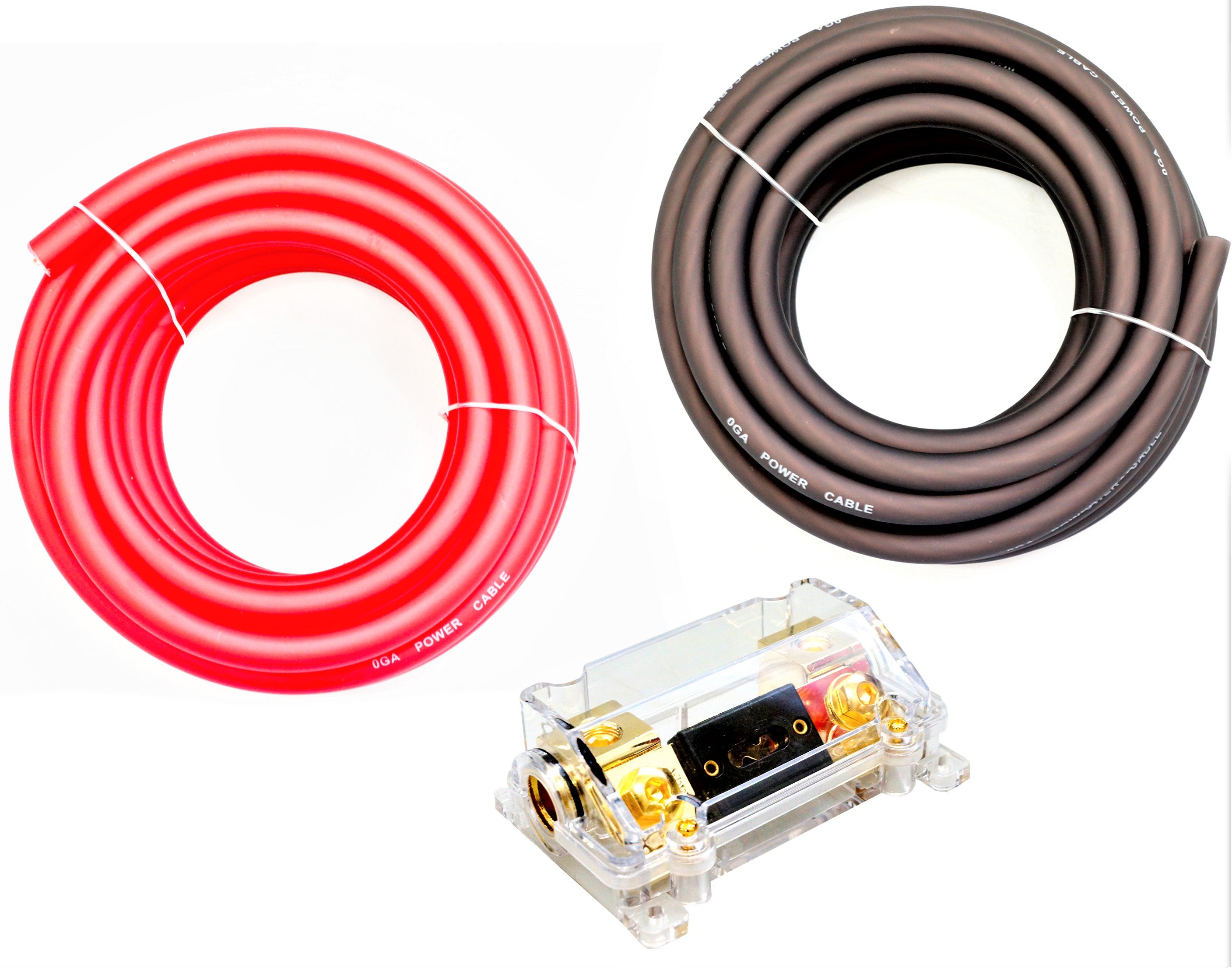Absolute KIT025RB 0 Gauge 50' Red/Black Power/Ground Wire  Amplifier Amp Kit