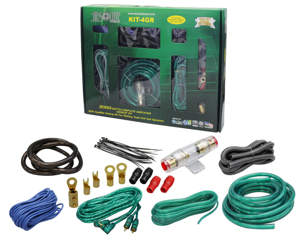 KIT4GR AMP KIT PRO Marine Auto Car RV 4 Gauge 2000W Amplifie Installation Amp Kit