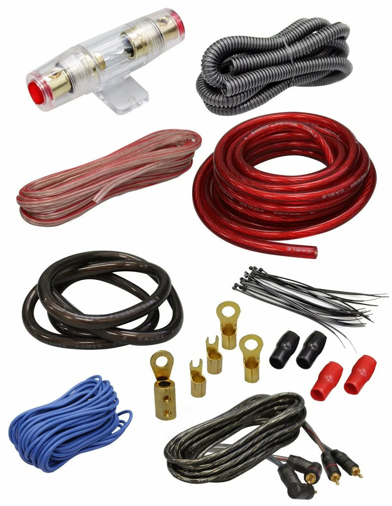 Truck 4 Gauge 2000W KIT4 Car Amplifier Complete Installation Amp Kit Power Wiring