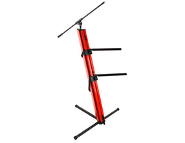 MR DJ KSPRO1500R PRO 2-Tier Red Column Keyboard Stand W Mic Boom Arm + Case