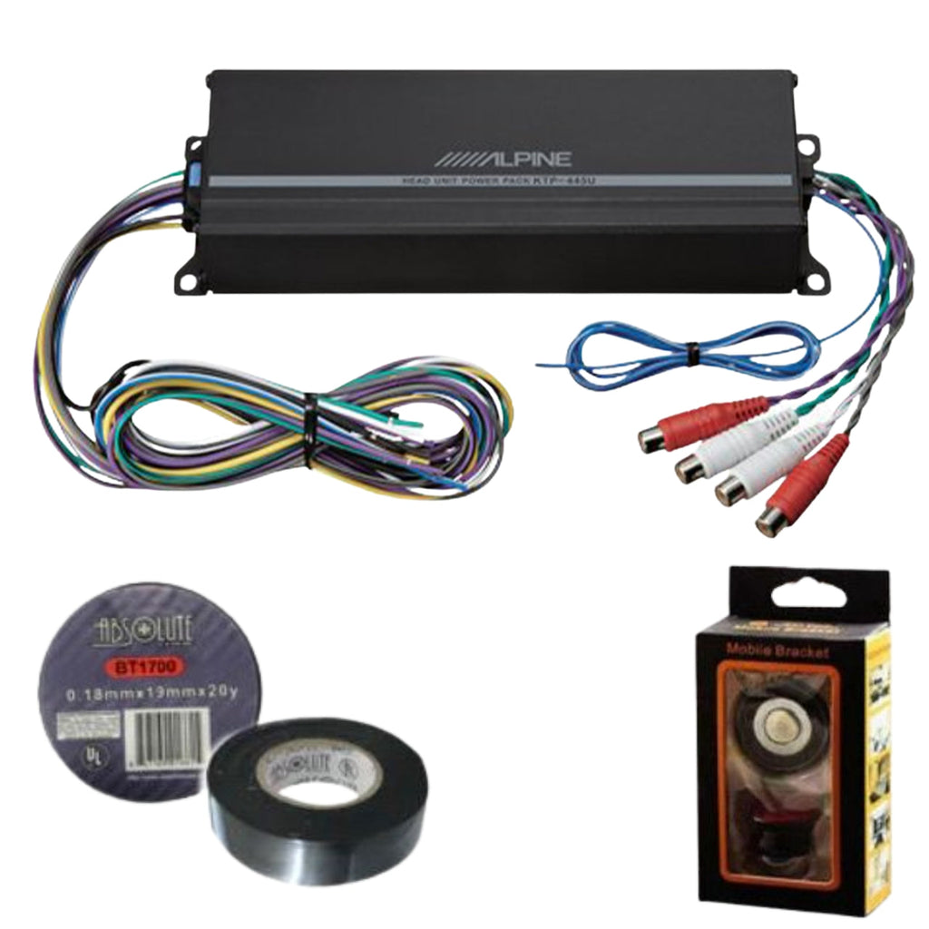 Alpine KTP-445U 4 Channel 360W Universal Power Pack Amplifier Bundle