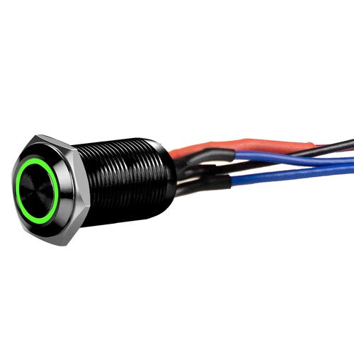 Install Bay LB12G-2 Black 12MM Round Illuminated Latching Switch Green Qty 2