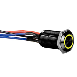 Install Bay LB12Y-2 Black 12MM Round Illuminated Latching Switch Yellow Qty 2