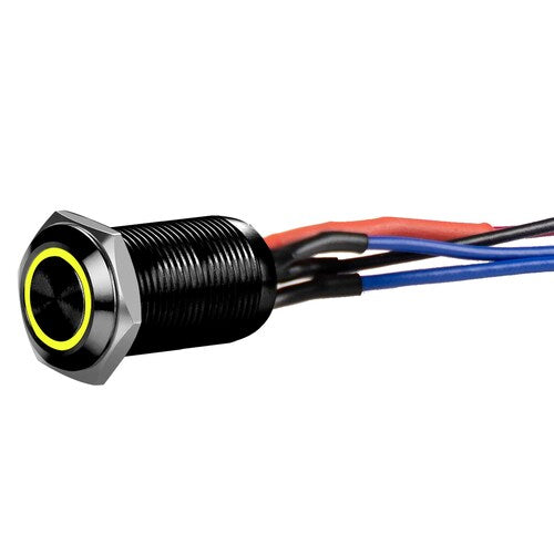 Install Bay LB12Y-2 Black 12MM Round Illuminated Latching Switch Yellow Qty 2
