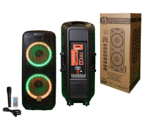 Load image into Gallery viewer, MR DJ LETS PARTY+ Dual 12" 4000W Battery Powered Bluetooth Speaker Microphone Party Speaker