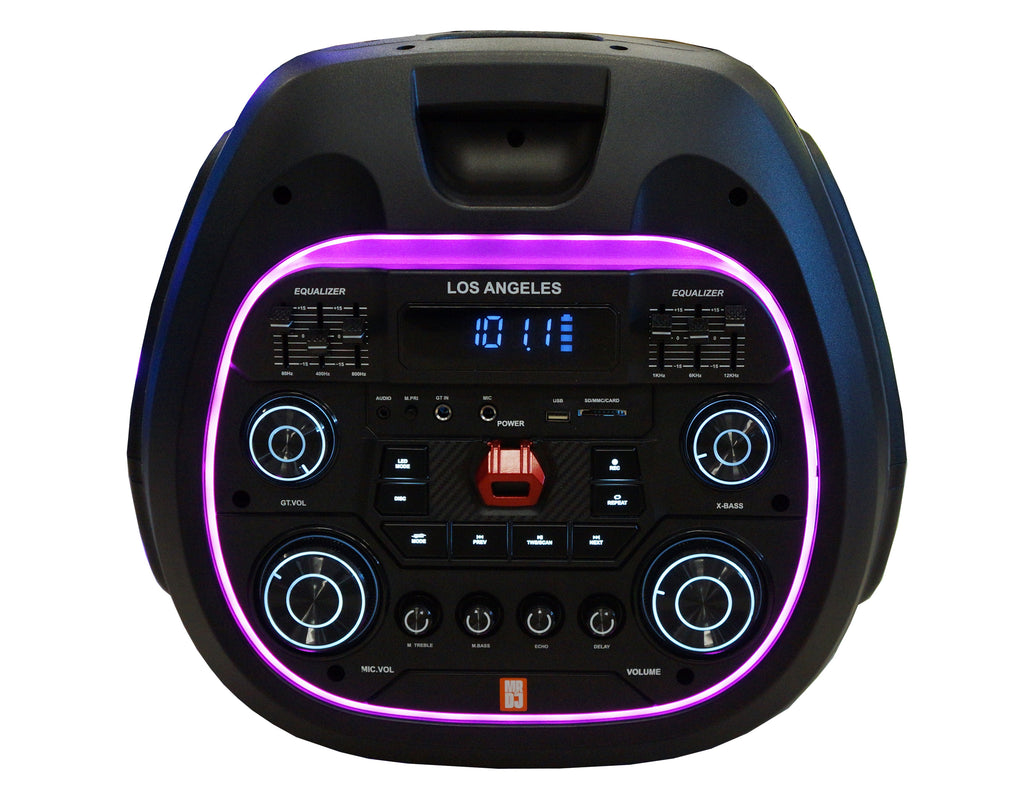 MR DJ LOS ANGELES Dual 15” Powered Bluetooth Rechargeable DJ PA Speaker Speaker 6000W Active PA System