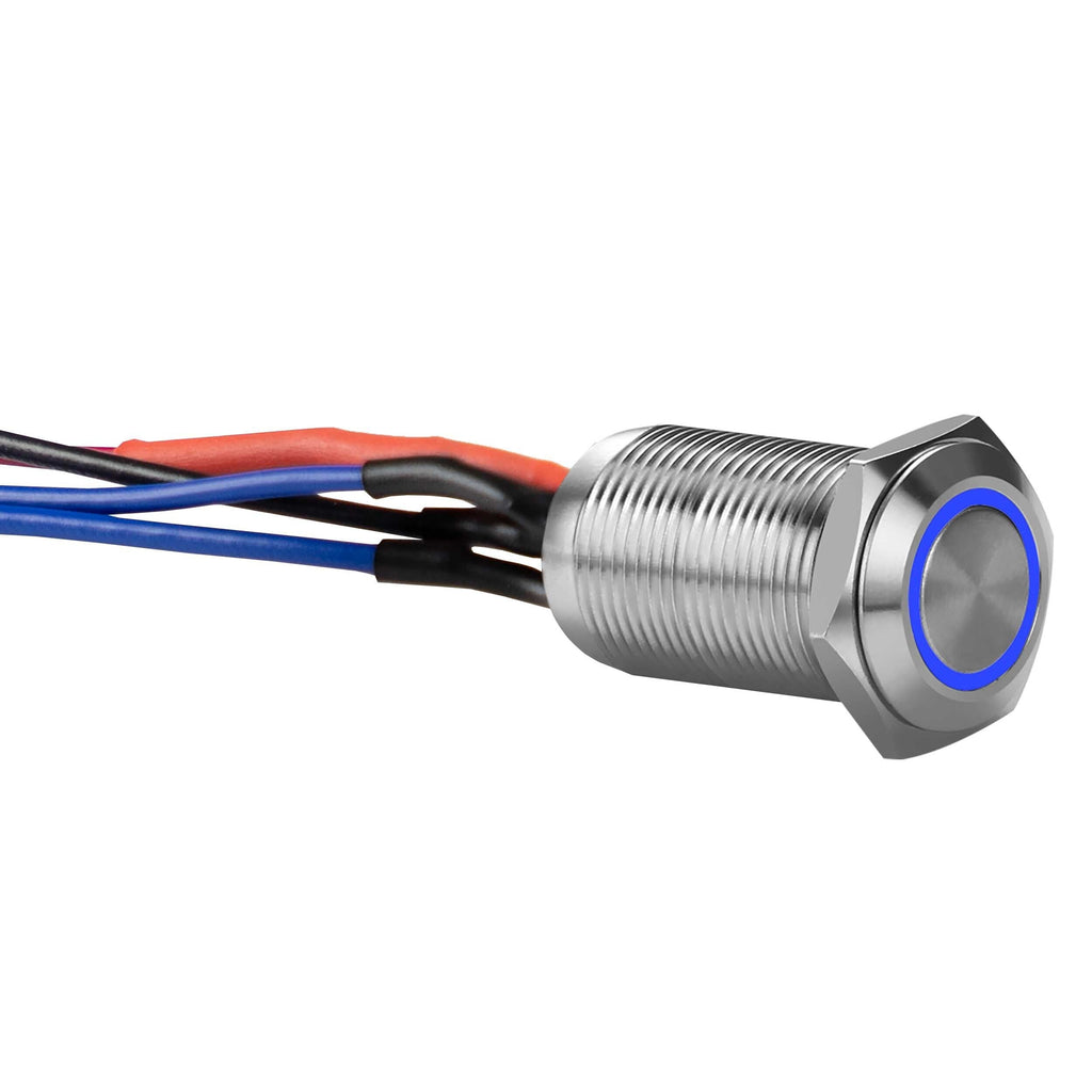 Install Bay LS12B-2 Silver 12MM Round Illuminated Latching Switch Blue Qty 2