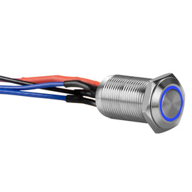 Install Bay LS12B-2 Silver 12MM Round Illuminated Latching Switch Blue Qty 2