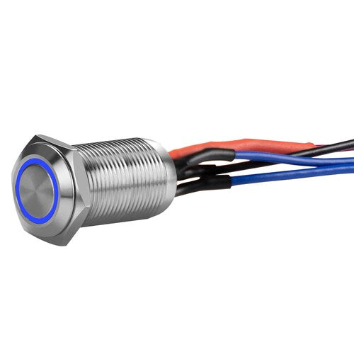 Install Bay LS12B-2 Silver 12MM Round Illuminated Latching Switch Blue Qty 2
