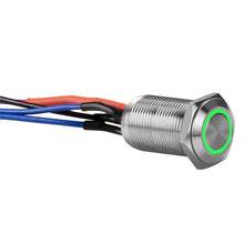 Load image into Gallery viewer, Install Bay LS12G-2 Silver 12MM Round Illuminated Latching Switch Green Qty 2